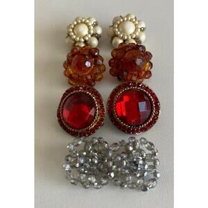 Vintage Earrings Set of 4 Pairs-Jewelry Variety Clip On-Colorful